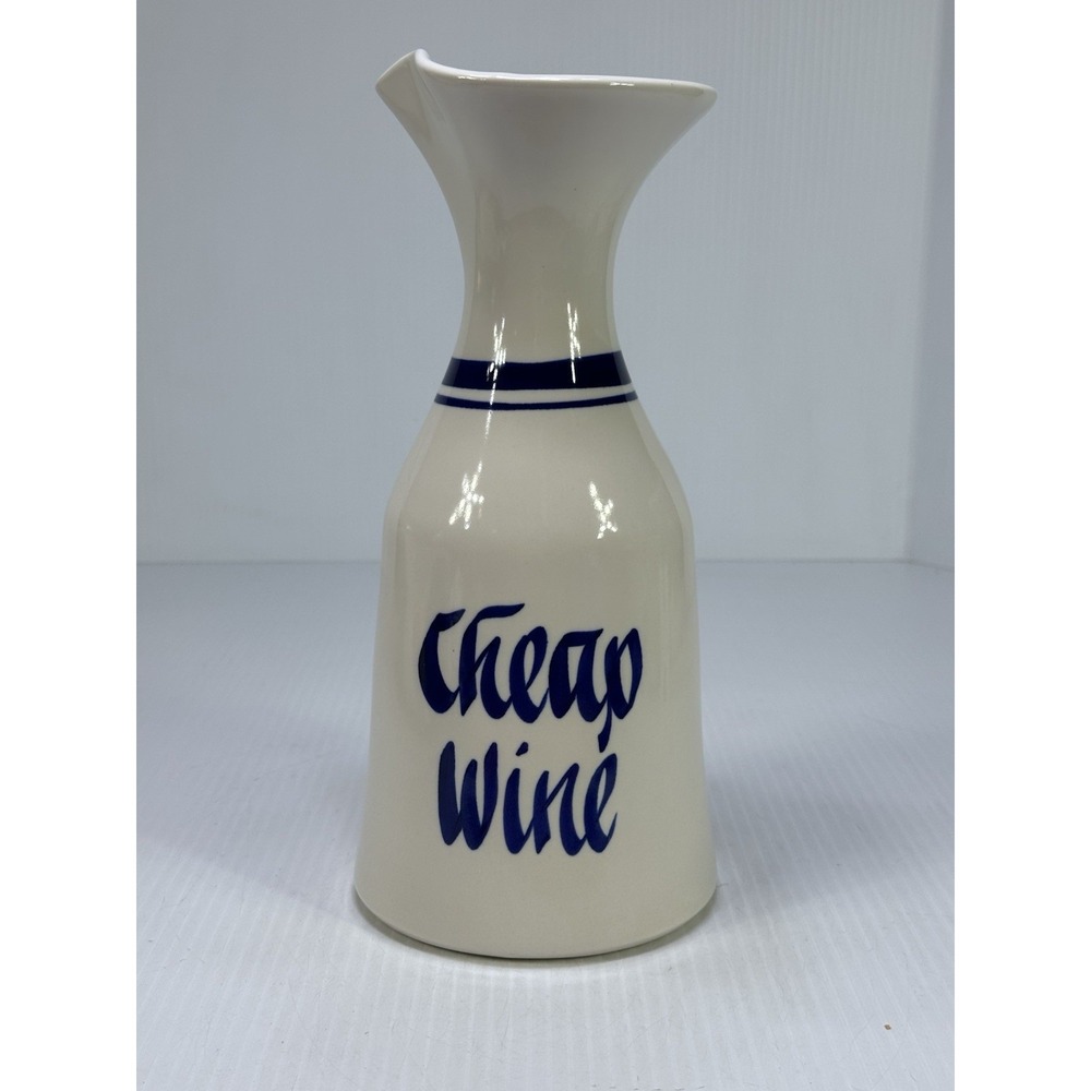 Vintage Cheap Wine Ceramic Carafe White Blue Decanter Utensil Holder